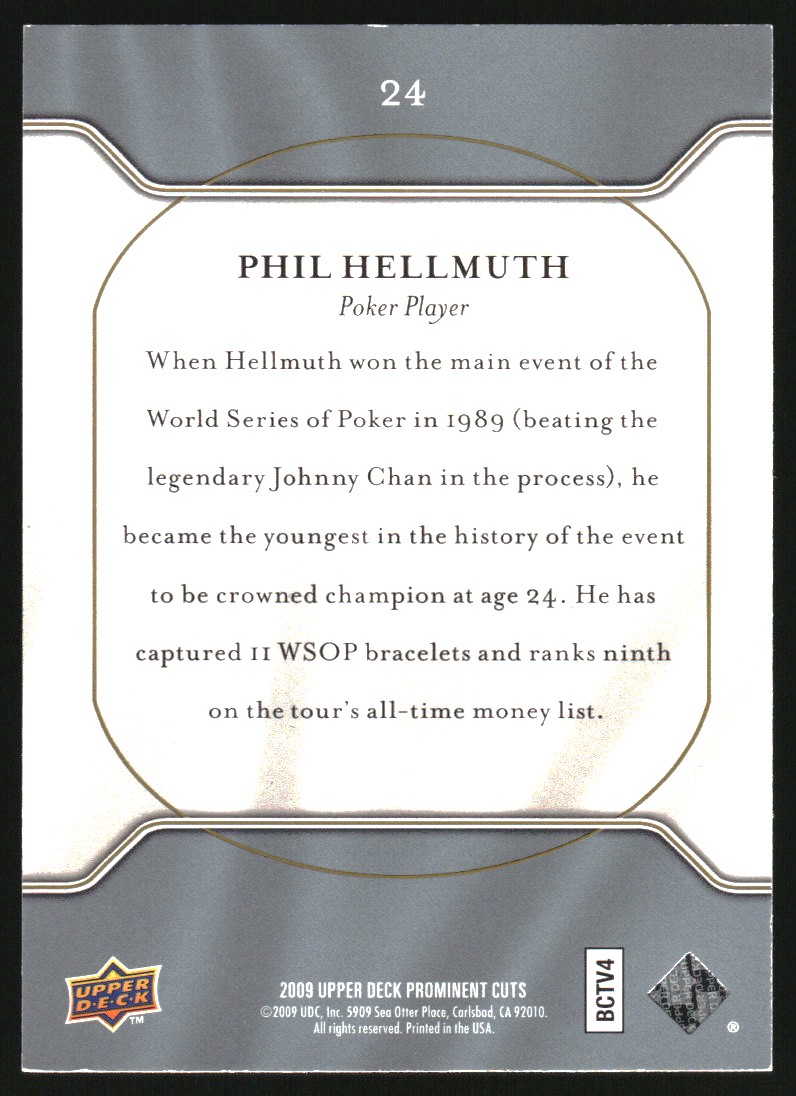 2009 Upper Deck Prominent Cuts #24 Phil Hellmuth back image