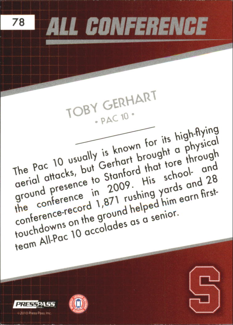 2010 Press Pass Reflectors #78 Toby Gerhart AC back image