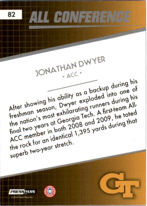 2010 Press Pass Reflectors Gold #82 Jonathan Dwyer AC back image