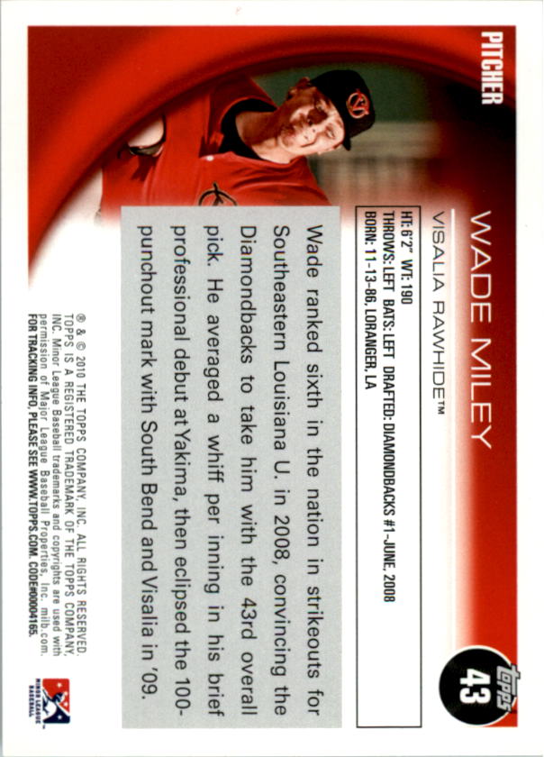 2010 Topps Pro Debut #43 Wade Miley back image