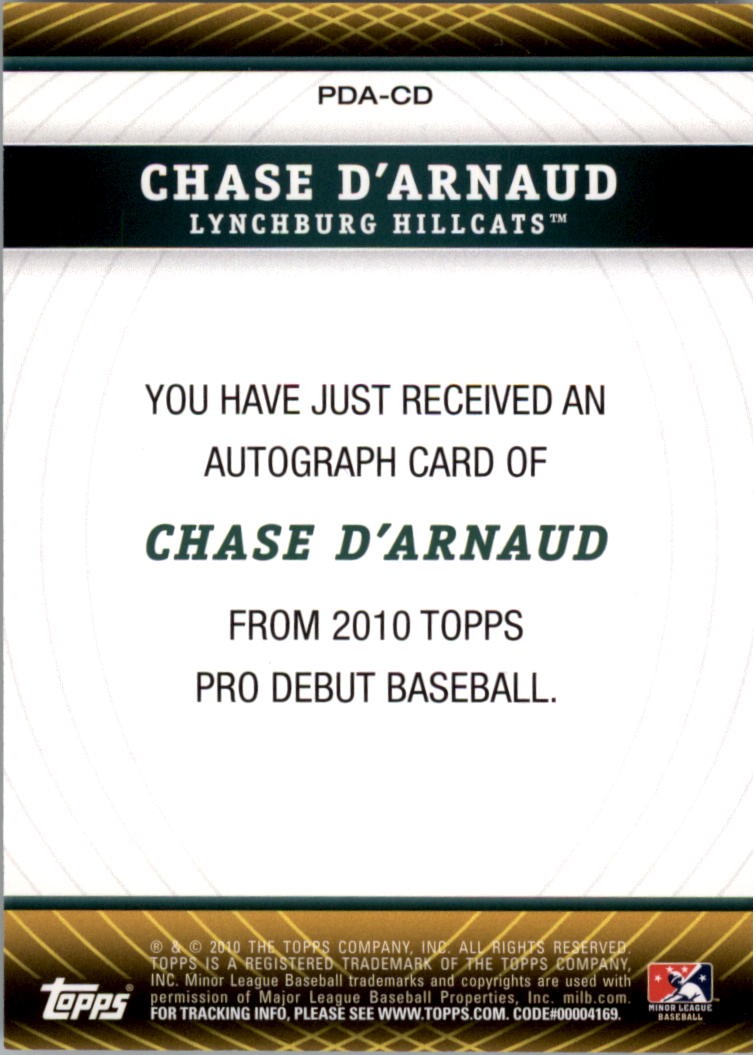 2010 Topps Pro Debut Prospect Autographs #CD Chase D'Arnaud back image