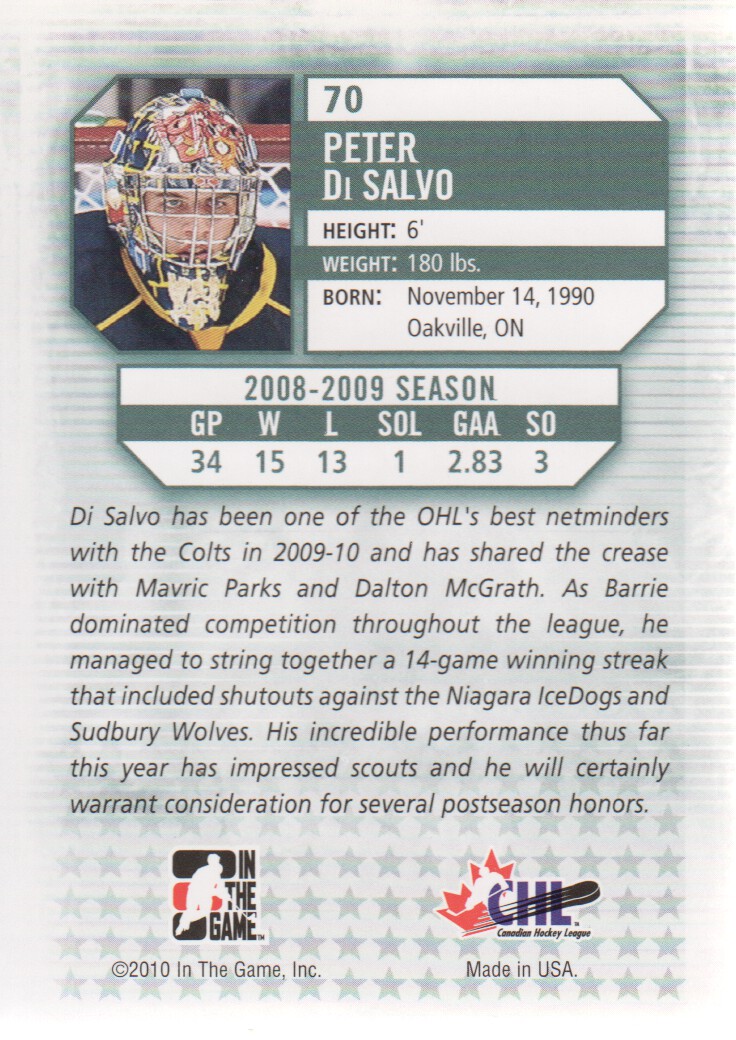 2009-10 Between The Pipes #70 Peter Di Salvo back image