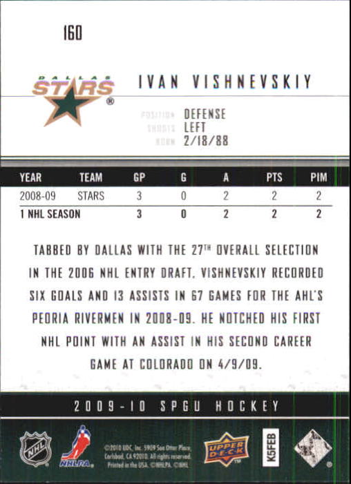 2009-10 SP Game Used #160 Ivan Vishnevskiy RC back image