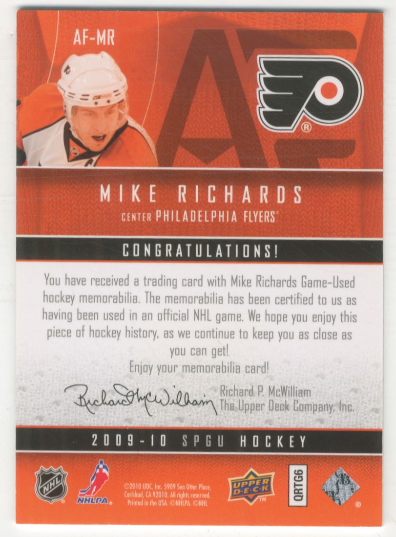 2009-10 SP Game Used Authentic Fabrics #AFMR Mike Richards