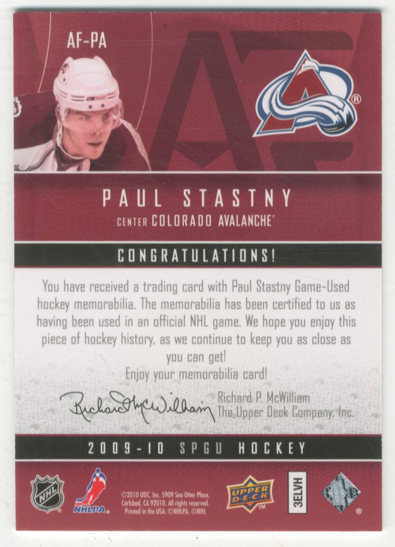 2009-10 SP Game Used Authentic Fabrics #AFPA Paul Stastny