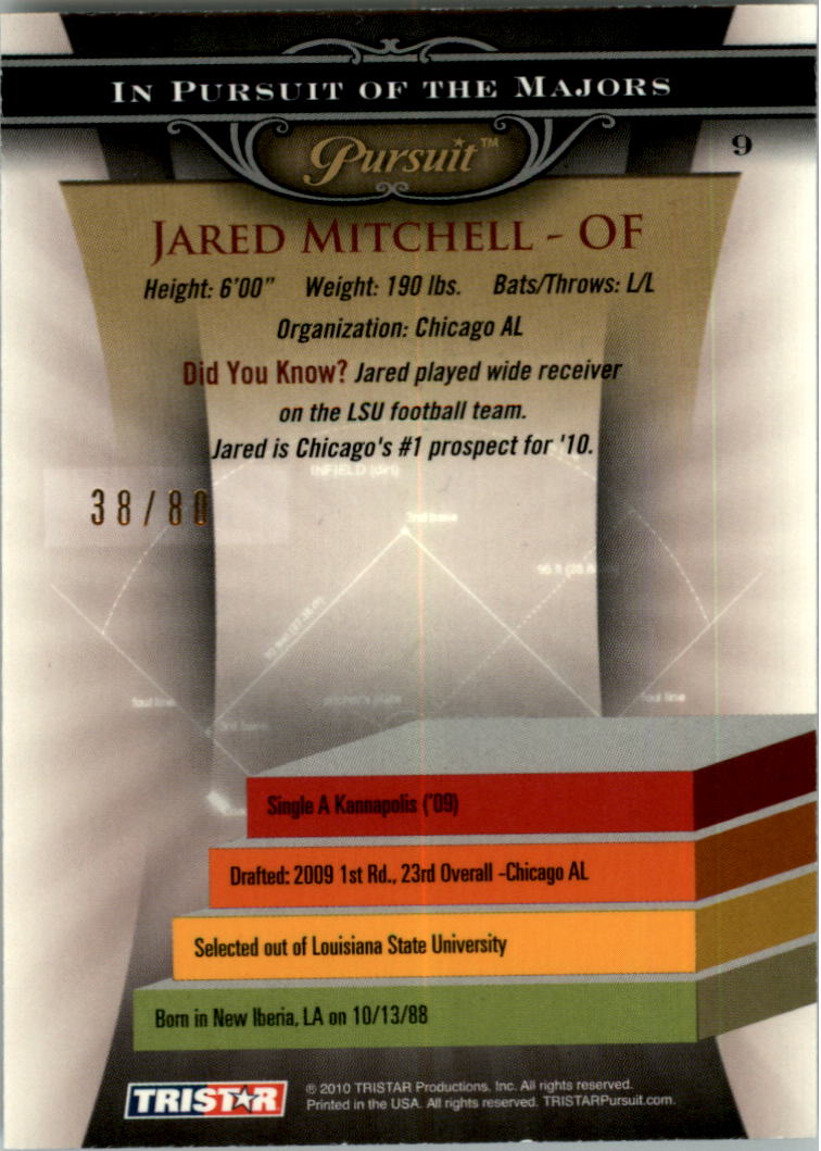 2010 TRISTAR Pursuit Autographs #9 Jared Mitchell back image