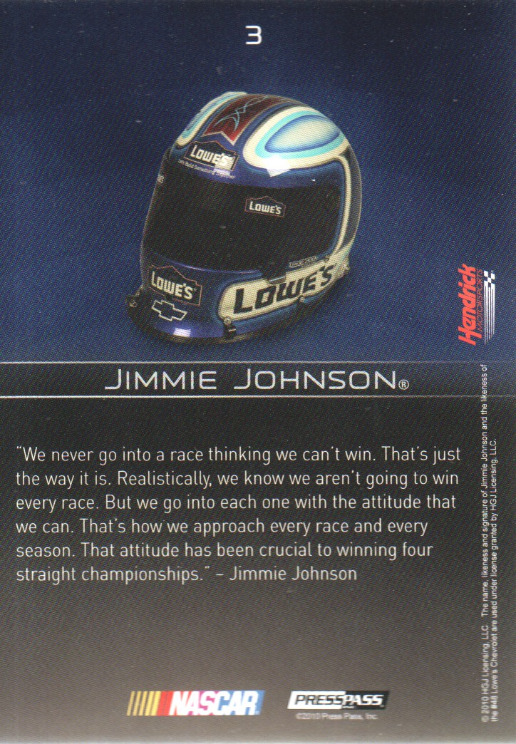 2010 Press Pass Premium #3 Jimmie Johnson back image