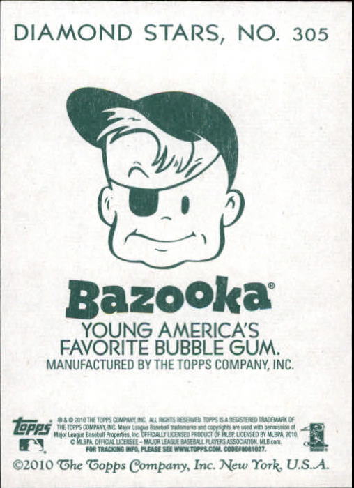 2010 Topps National Chicle Bazooka Back #305 Lance Berkman back image