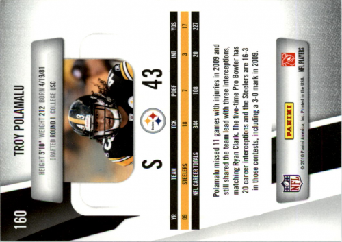 2010 Prestige #160 Troy Polamalu back image