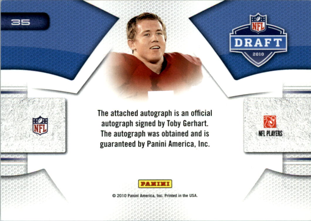 2010 Prestige NFL Draft Autographs #35 Toby Gerhart back image