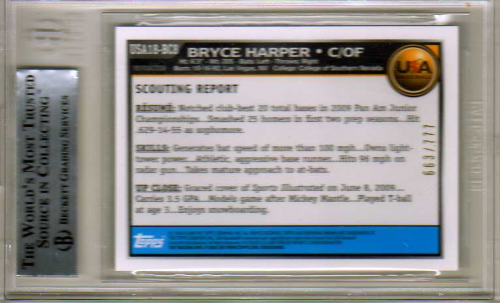 2010 Bowman Chrome 18U USA Baseball Refractors #18BC8 Bryce Harper back image