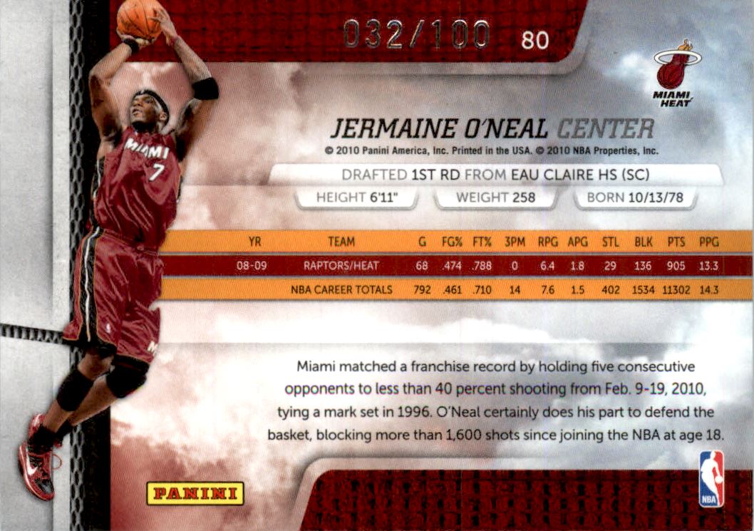 2009-10 Absolute Memorabilia Spectrum Gold #80 Jermaine O'Neal back image