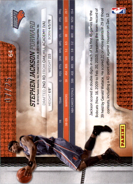 2009-10 Absolute Memorabilia Spectrum Platinum #64 Stephen Jackson back image