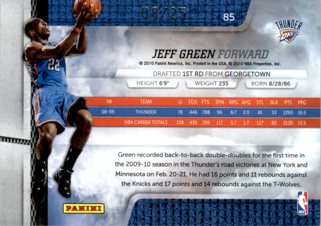 2009-10 Absolute Memorabilia Spectrum Platinum #85 Jeff Green back image