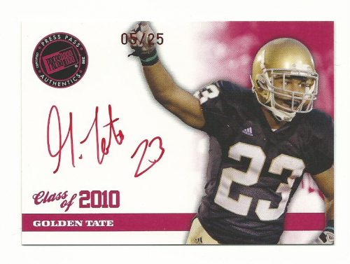 2010 Press Pass PE Class of 2010 Autographs Head of the Class Red Ink #CLGT Golden Tate/5*