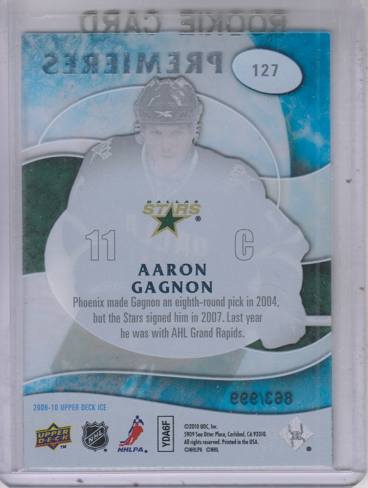2009-10 Upper Deck Ice #127 Aaron Gagnon RC back image