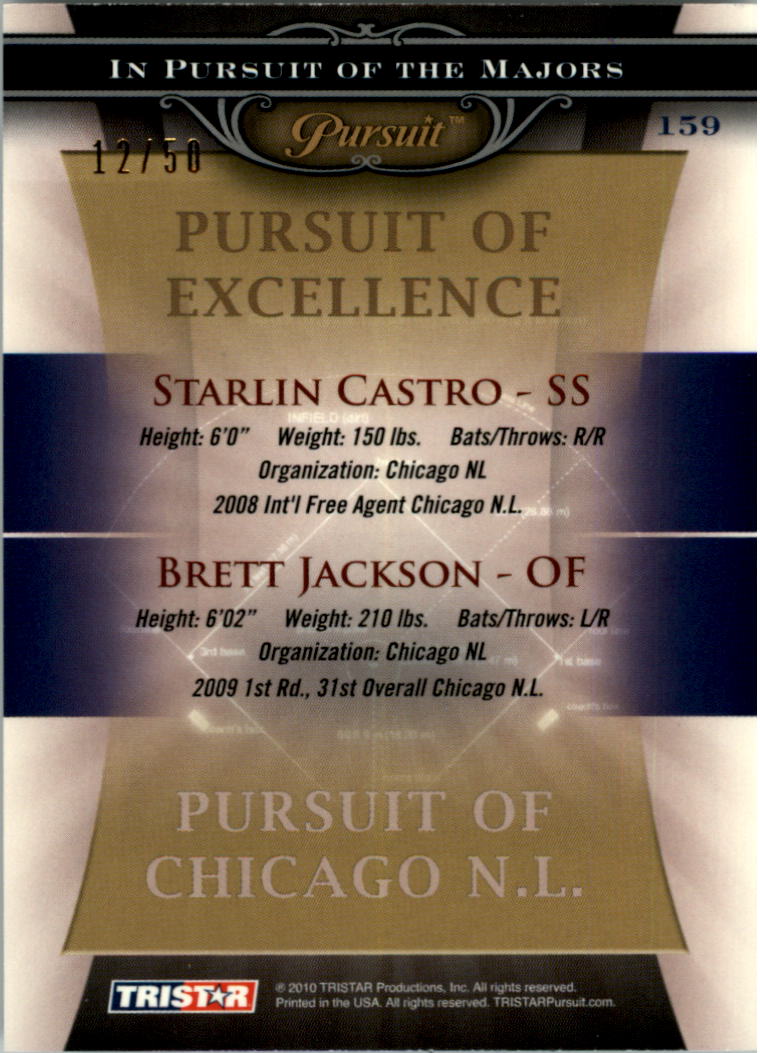 2010 TRISTAR Pursuit Gold #159 Starlin Castro/Brett Jackson back image