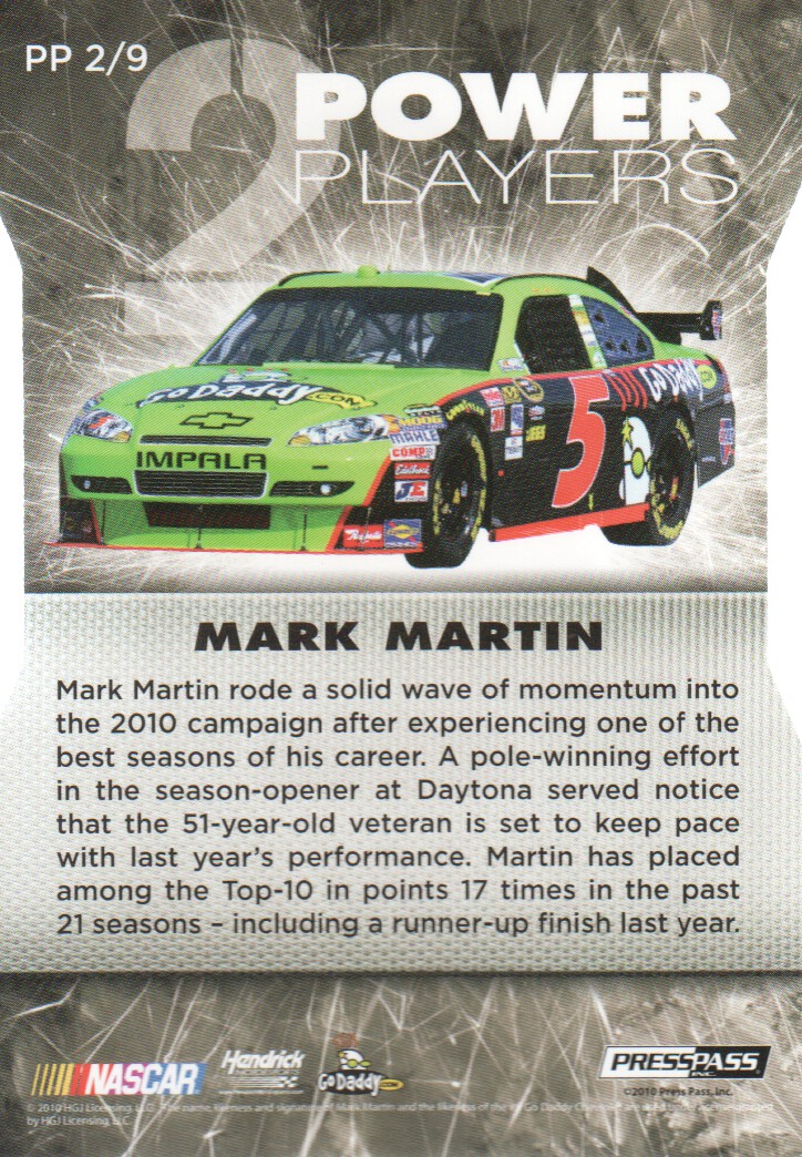 2010 Press Pass Stealth NASCAR Racing Trading Cards Power Players: Pick List - Picture 5 of 13