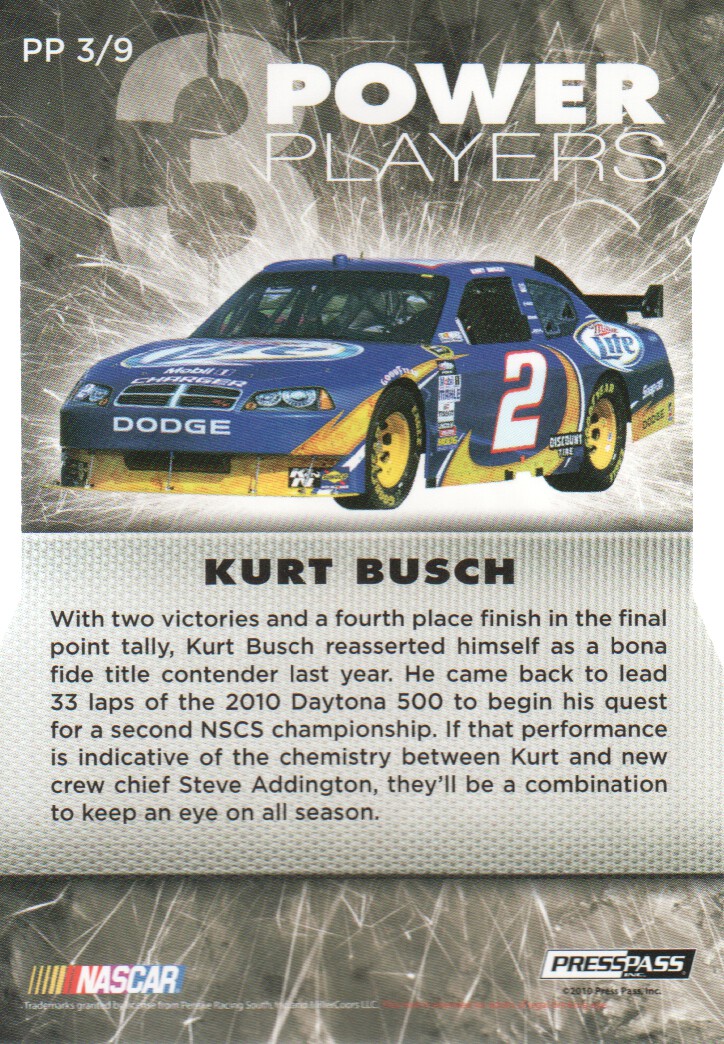 2010 Press Pass Stealth NASCAR Racing Trading Cards Power Players: Pick List - Picture 7 of 13