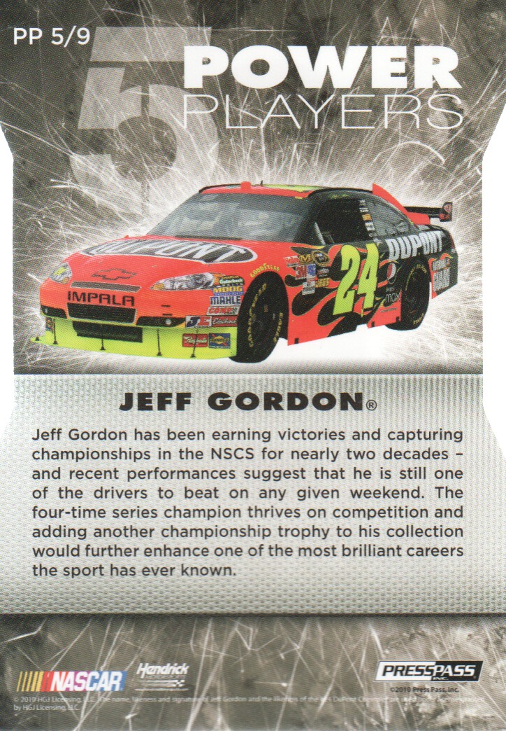 2010 Press Pass Stealth NASCAR Racing Trading Cards Power Players: Pick List - Picture 9 of 13