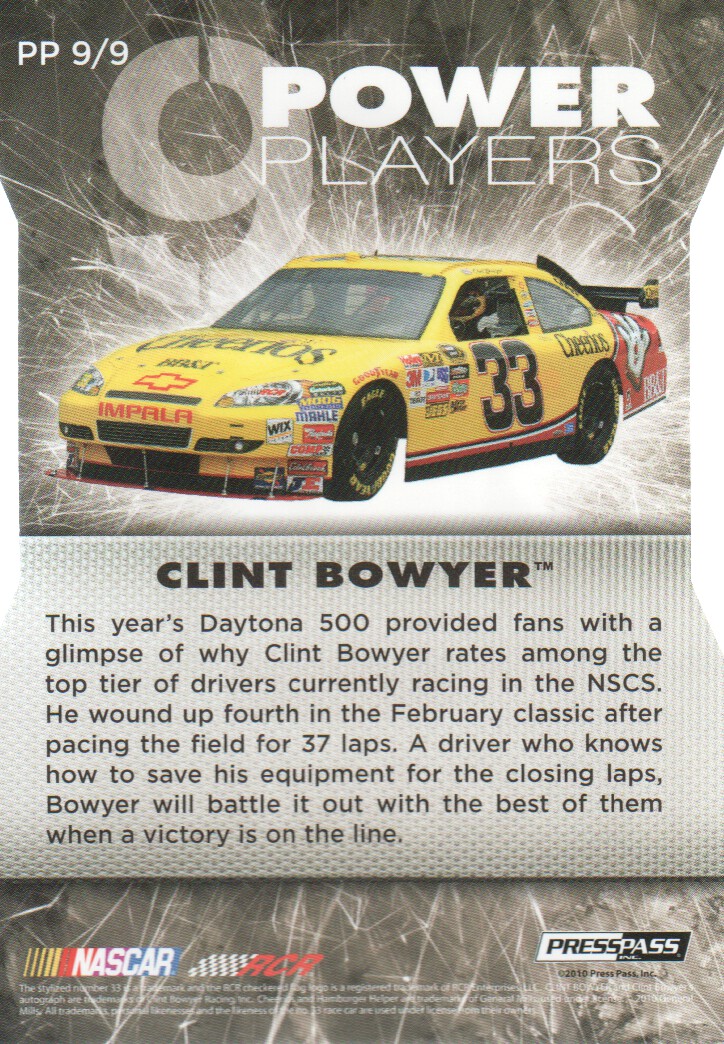 2010 Press Pass Stealth NASCAR Racing Trading Cards Power Players: Pick List - Picture 13 of 13