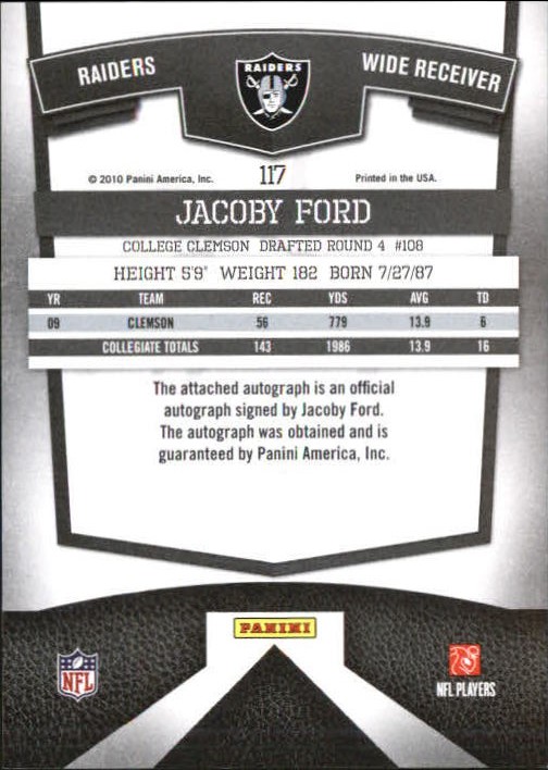 2010 Donruss Elite Turn of the Century Autographs #117 Jacoby Ford/499