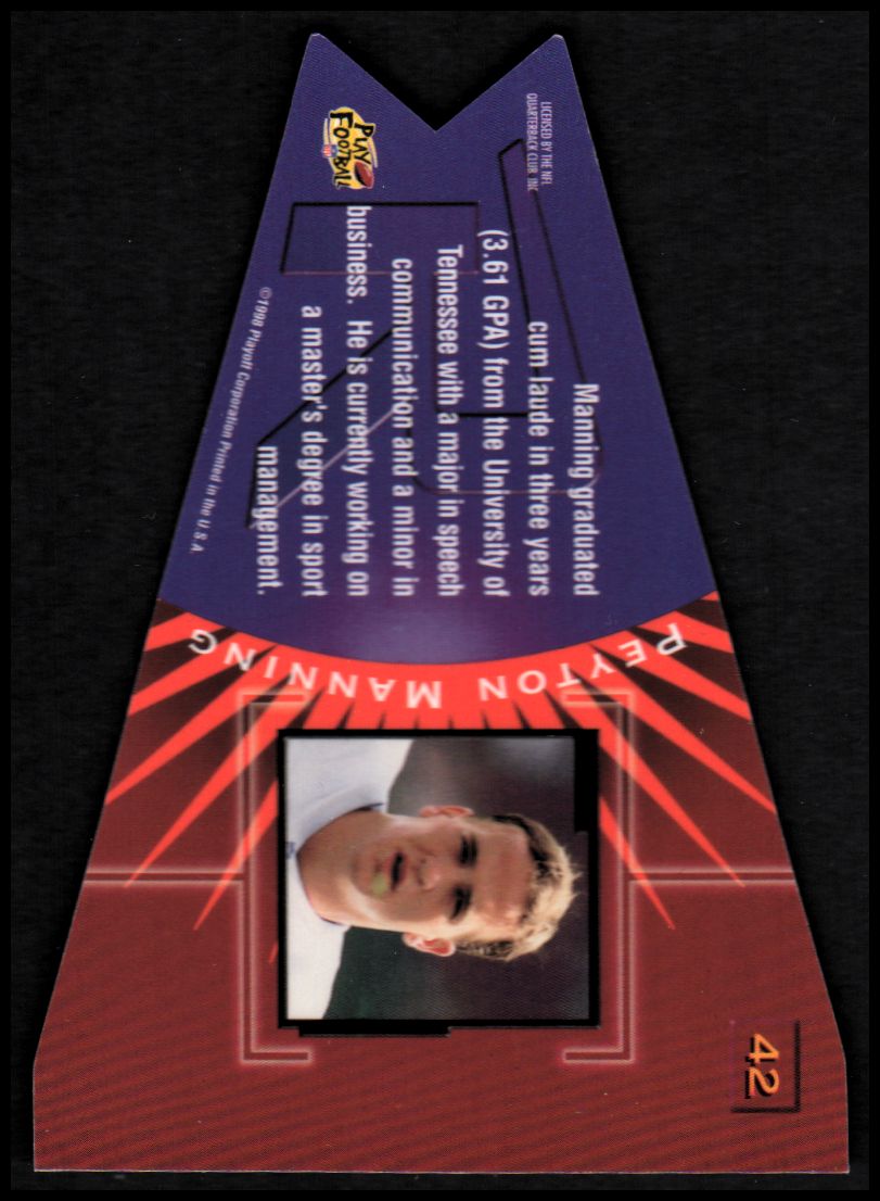 1998 Playoff Contenders Pennants Red Felt #42 Peyton Manning back image