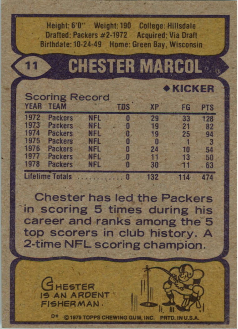 1979 Topps Cream Colored Back #11 Chester Marcol back image
