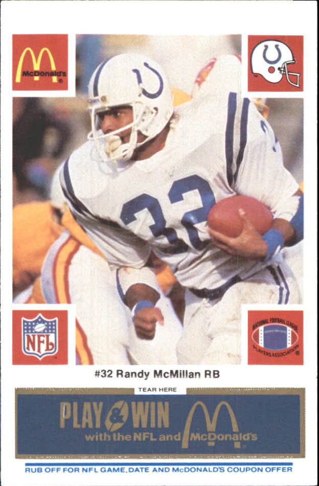 1986 McDonald's Colts Blue Tab #32 Randy McMillan