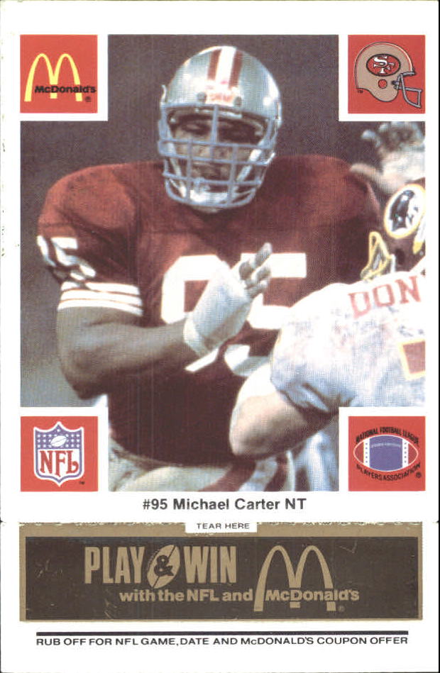 1986 McDonald's 49ers Black Tab #95 Michael Carter DP