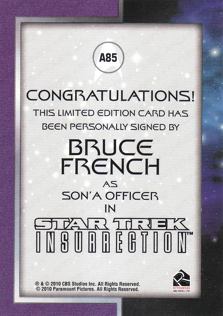 2010 Rittenhouse Quotable Star Trek Movies Autographs #A85 Bruce French back image