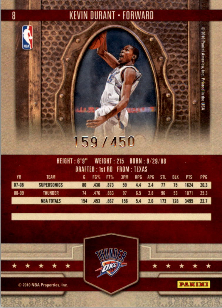 2009-10 Court Kings #8 Kevin Durant back image