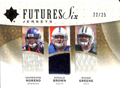 2009 Ultimate Collection Ultimate Future Six Jerseys Gold #6 Knowshon Moreno/Andre Brown/Chris Wells/Shonn Greene/LeSean McCoy/Donald Brown