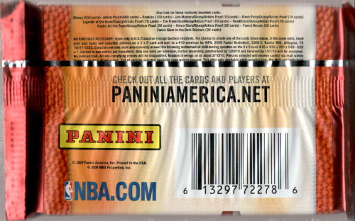 2009-10 Panini Basketball Retail Pack back image
