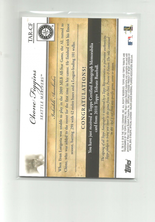 2010 Topps Tribute Autograph Relics Blue #CF Chone Figgins back image