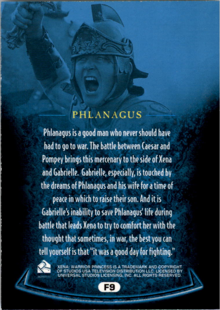 2001 Rittenhouse Xena Warrior Princess Seasons Four and Five Xena Allies #F9 Phlanagus back image