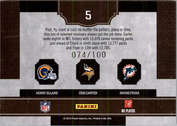 2010 Classics Classic Triples Gold #5 Henry Ellard/Cris Carter/Irving Fryar