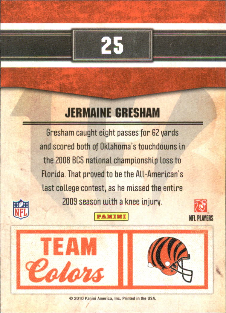 2010 Classics Team Colors #25 Jermaine Gresham back image