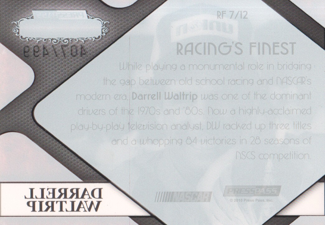 2010 Press Pass Showcase Racing's Finest #RF7 Darrell Waltrip back image