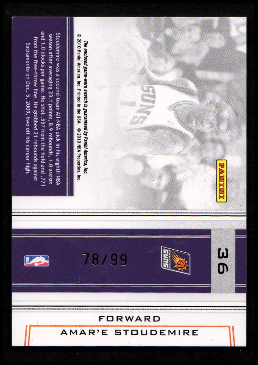 2009-10 Playoff National Treasures Colossal Materials #36 Amare Stoudemire/99 back image