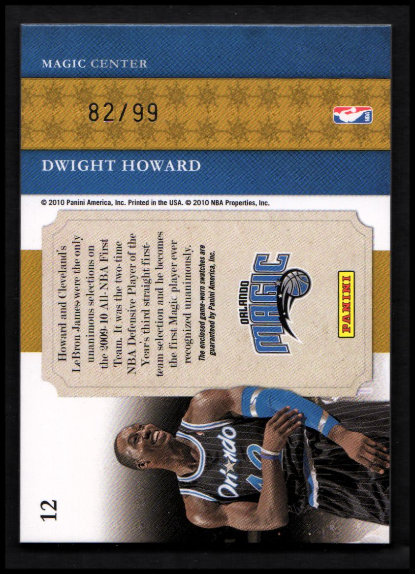 2009-10 Playoff National Treasures NBA Gear Dual #12 Dwight Howard/99 back image