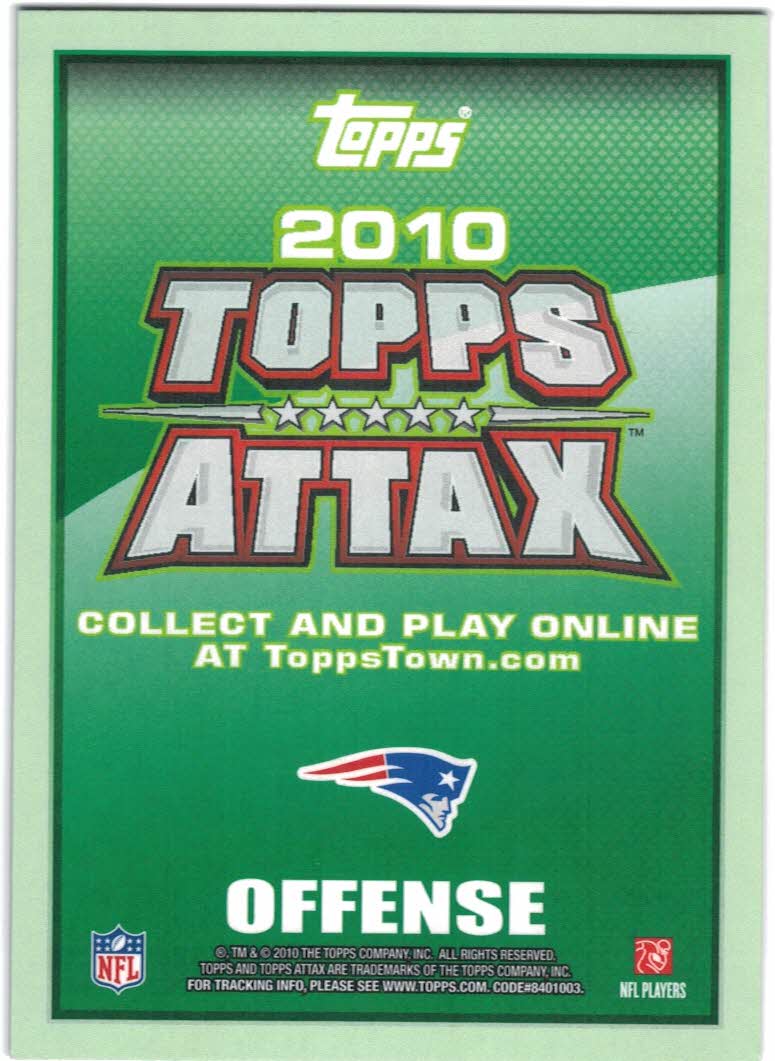 2010 Topps Attax Code Cards #7 Tom Brady back image