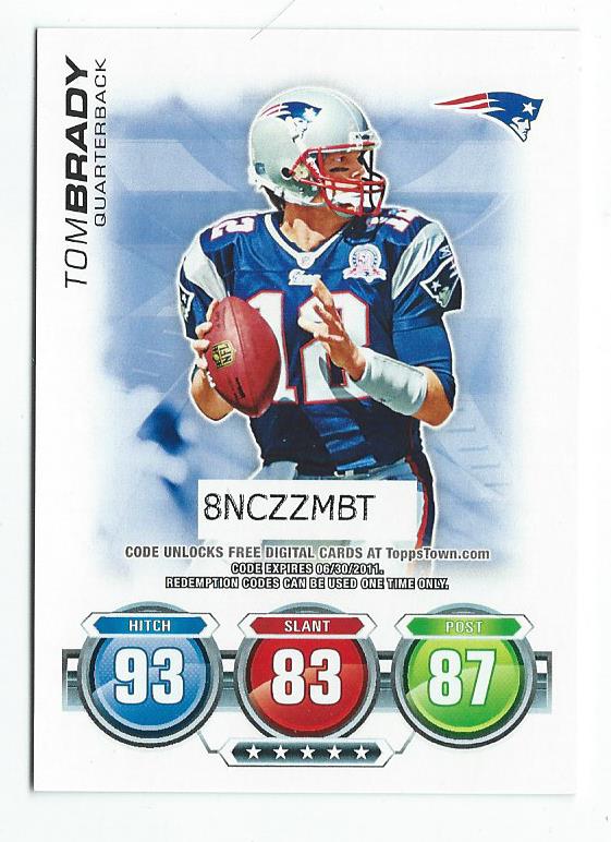 2010 Topps Attax Code Cards #7 Tom Brady