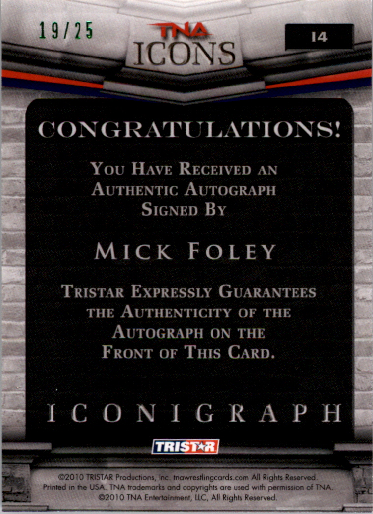 2010 TRISTAR TNA Icons Iconigraphs Green #I4  Mick Foley back image