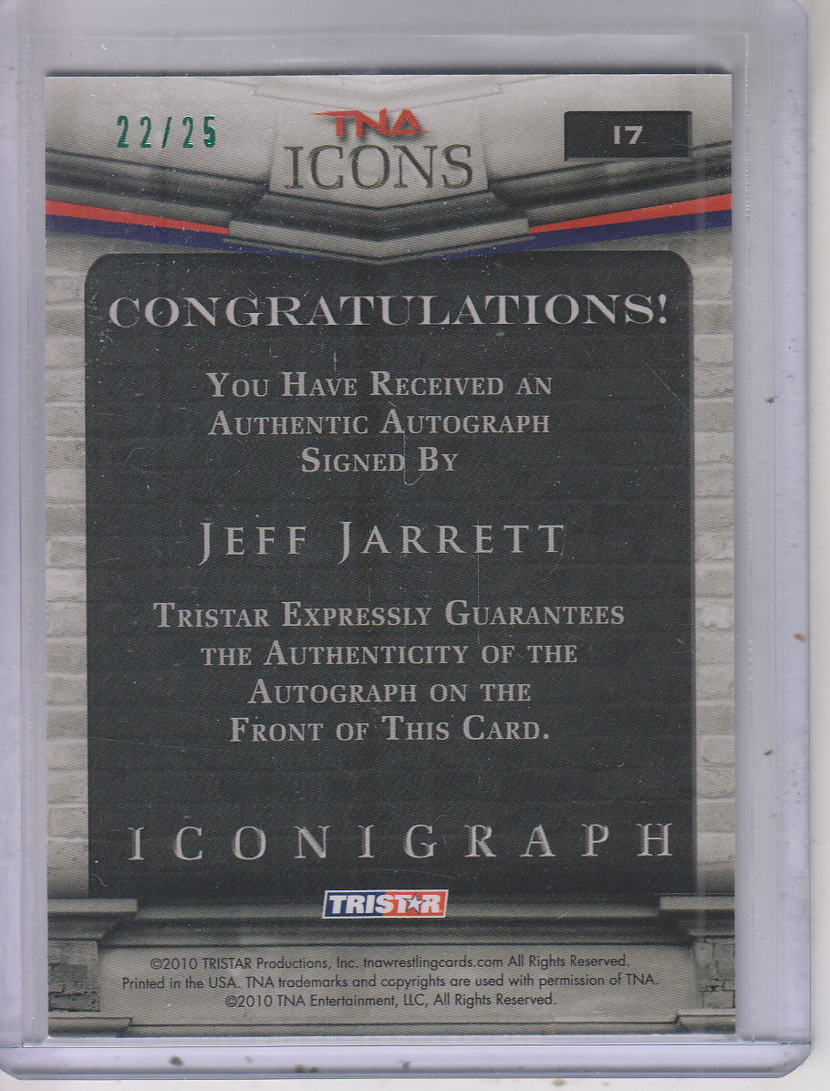 2010 TRISTAR TNA Icons Iconigraphs Green #I7  Jeff Jarrett back image