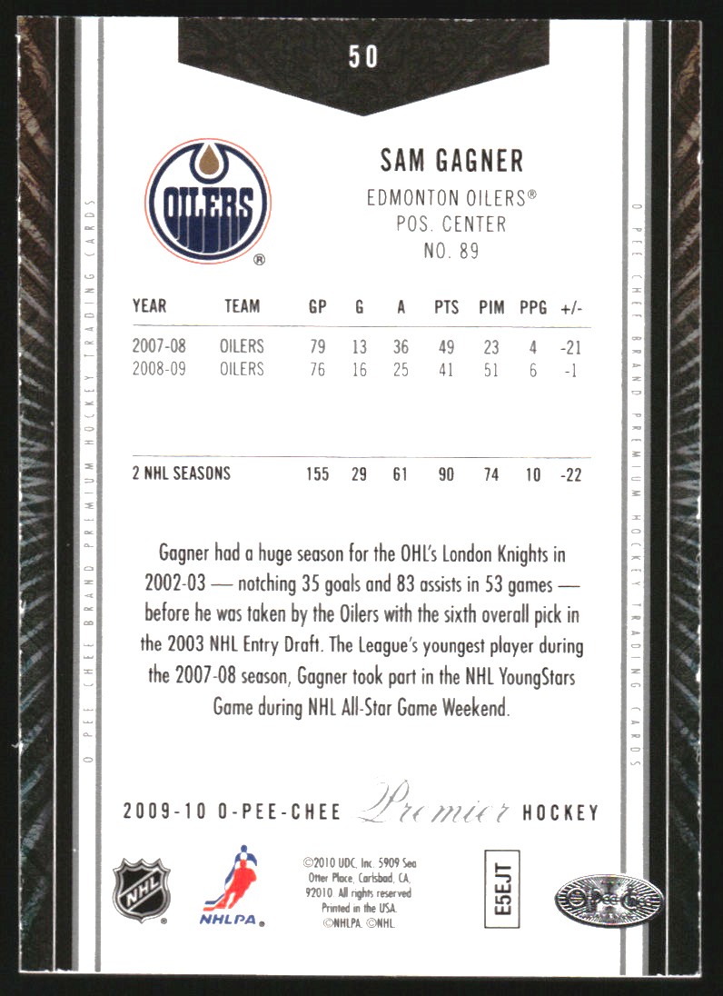2009-10 OPC Premier #50 Sam Gagner back image
