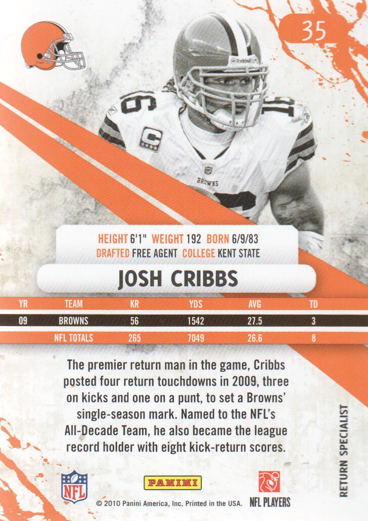 2010 Rookies and Stars #35 Josh Cribbs back image
