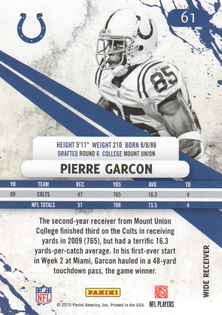 2010 Rookies and Stars #61 Pierre Garcon back image