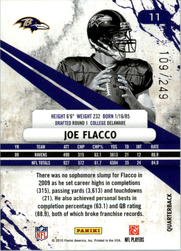 2010 Rookies and Stars Longevity Parallel Silver #11 Joe Flacco back image