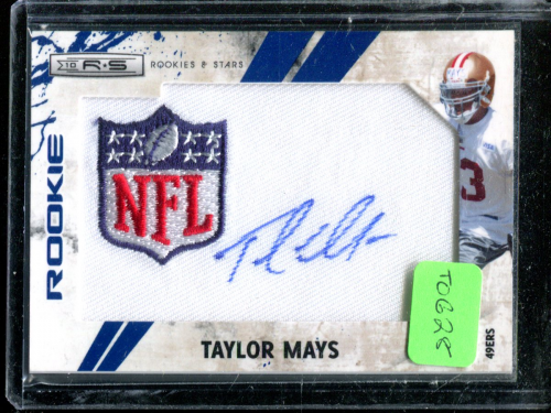 2010 Rookies and Stars Rookie Patch Autographs Blue NFL Logo #297 Taylor Mays/19